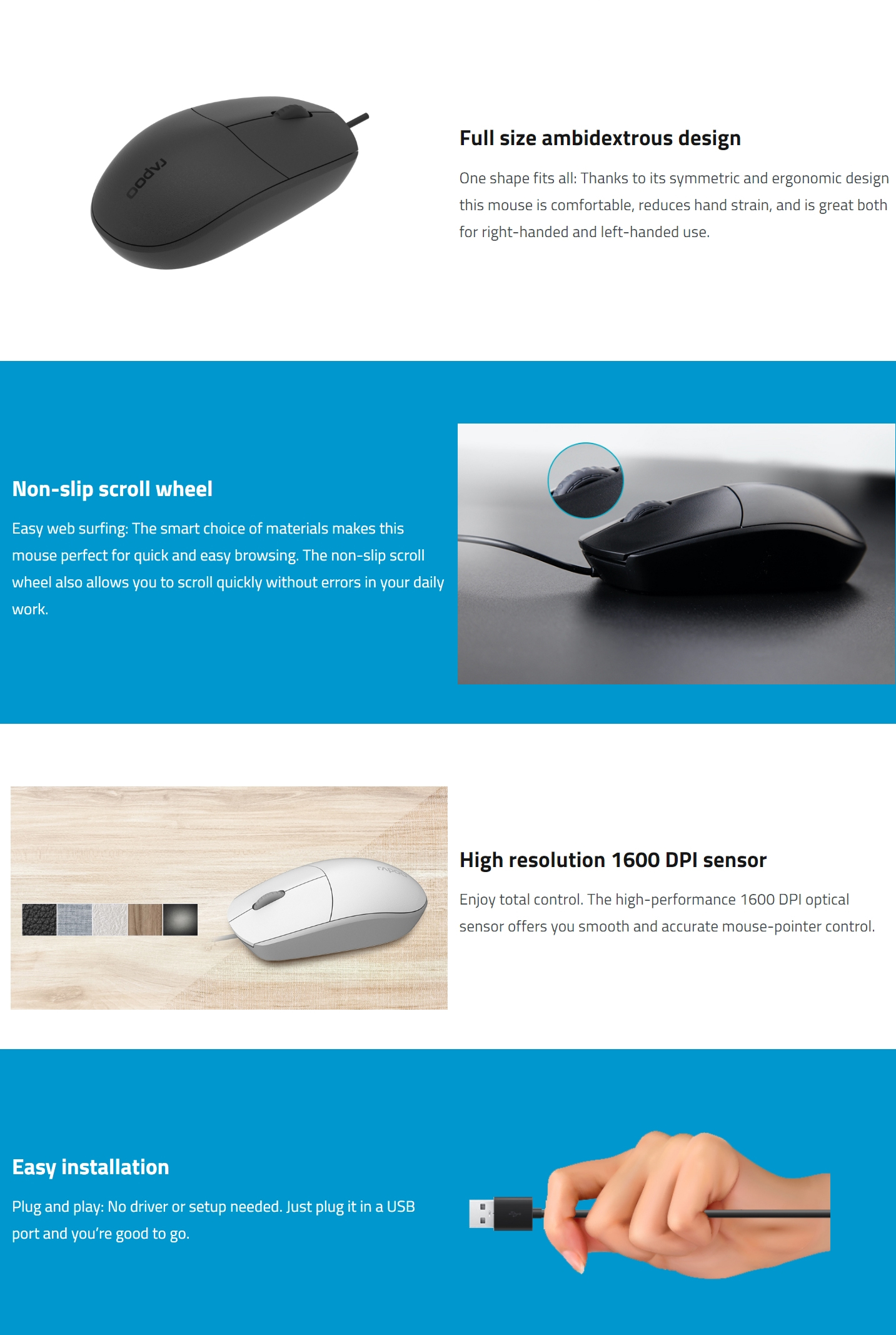 Rapoo-Wired-Ambidextrous-Mouse-N100-1