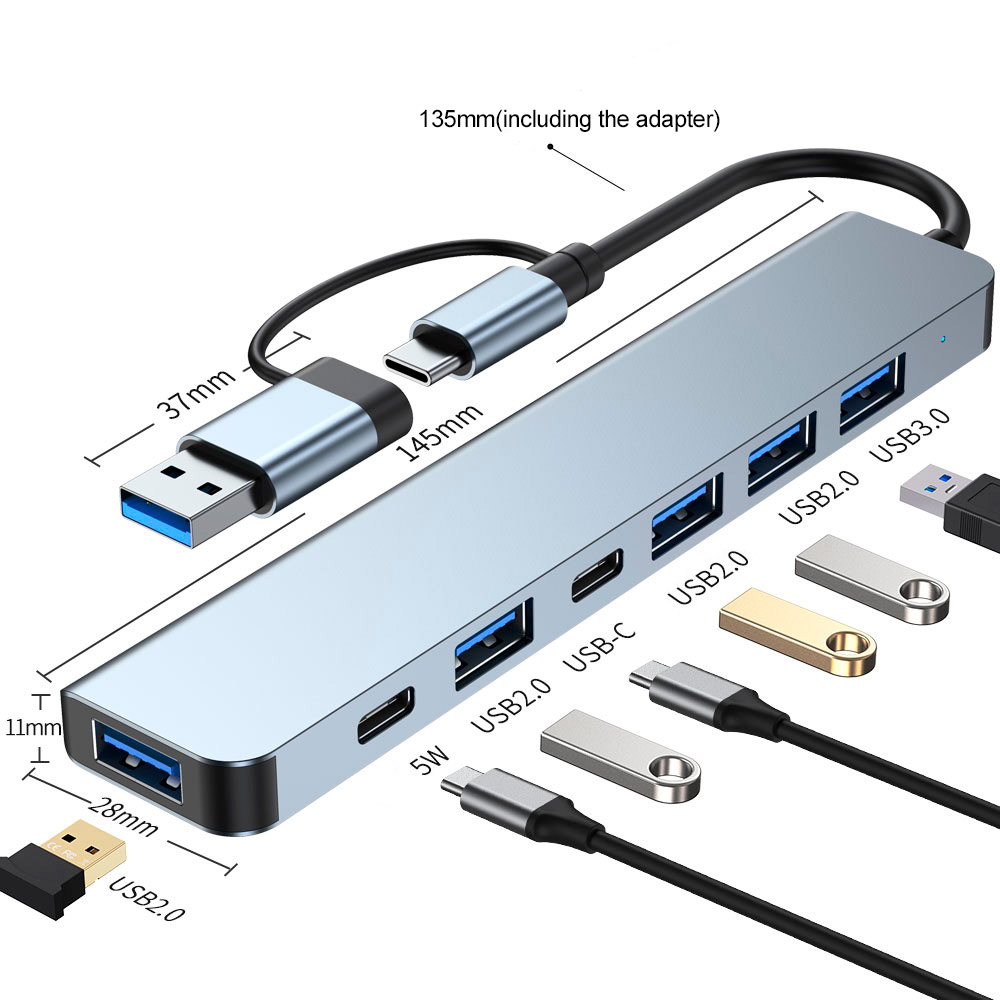 USB-Hubs-SEEDREAM-7-in-1-Multi-Functional-Hub-Adapter-with-135mm-USB-Extended-USB-3-0-Ports-USB-Splitter-for-Keyboard-Mouse-Flash-Drives-etc-9