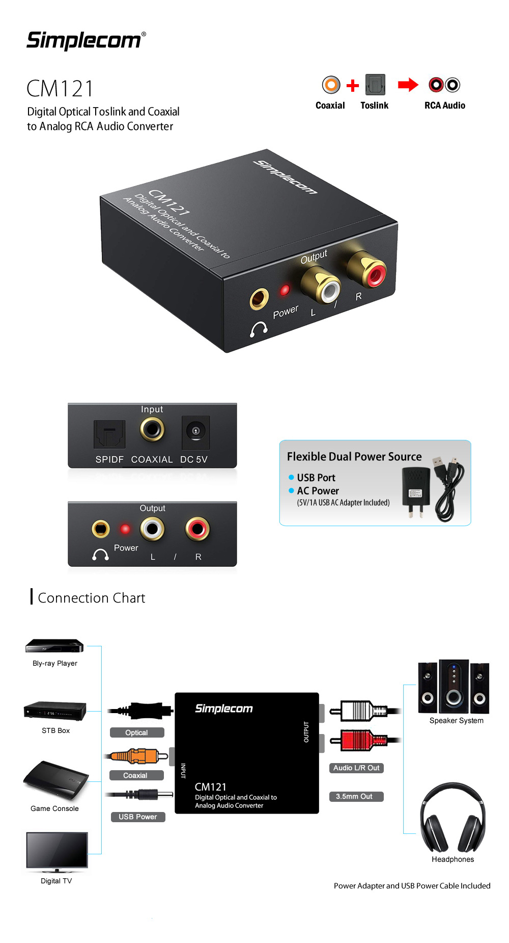 Display-Adapters-Simplecom-Digital-Optical-Toslink-and-Coaxial-Analog-RCA-Audio-Converter-CM121-1