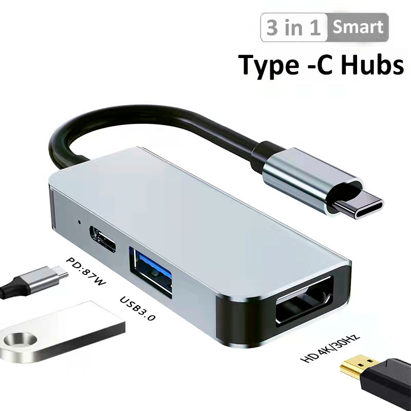 USB-Hubs-3-in-1-Multi-Functional-Hubs-Adapter-PD-87W-Fast-Charging-USB3-0-HDMI4K-30Hz-Hubs-for-Notebook-Monitor-4