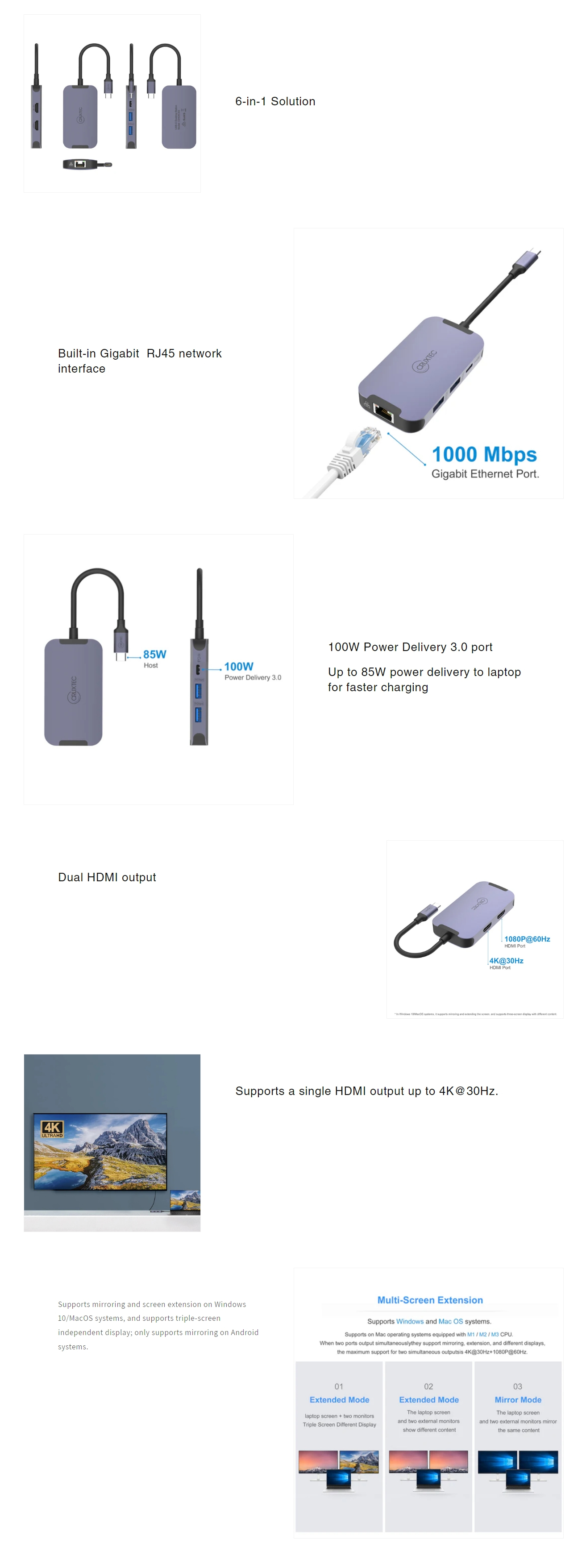 Enclosures-Docking-Cruxtec-6-in-1-USB-C-to-Dual-HDMI-Mini-Dock-CDK06-SG-1