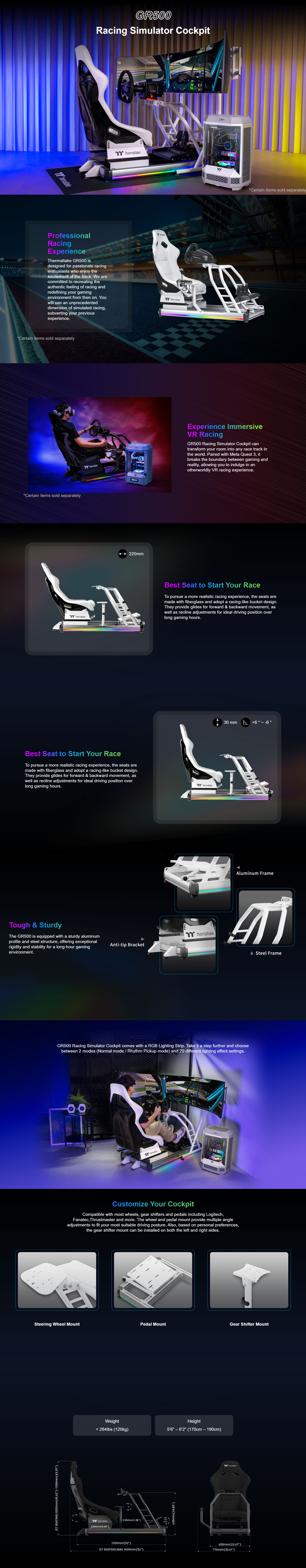 Racing-Simulators-Thermaltake-GR500-Racing-Simulator-Cockpit-with-RGB-Lighting-Strip-Snow-Edition-GSC-R50-CPASWH-01-2