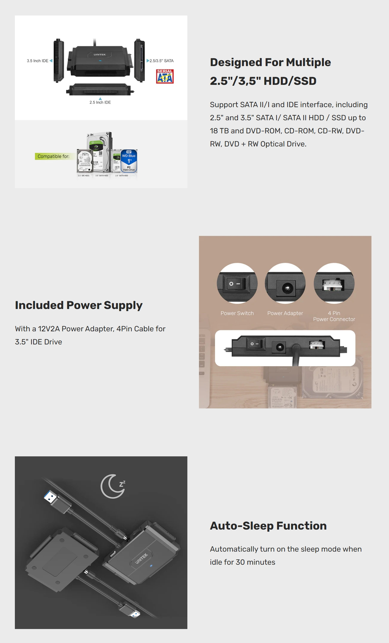 Enclosures-Docking-Unitek-SmartLink-Trinity-USB-3-0-to-SATA-II-IDE-HDD-and-SSD-Adapter-UTY3324-1