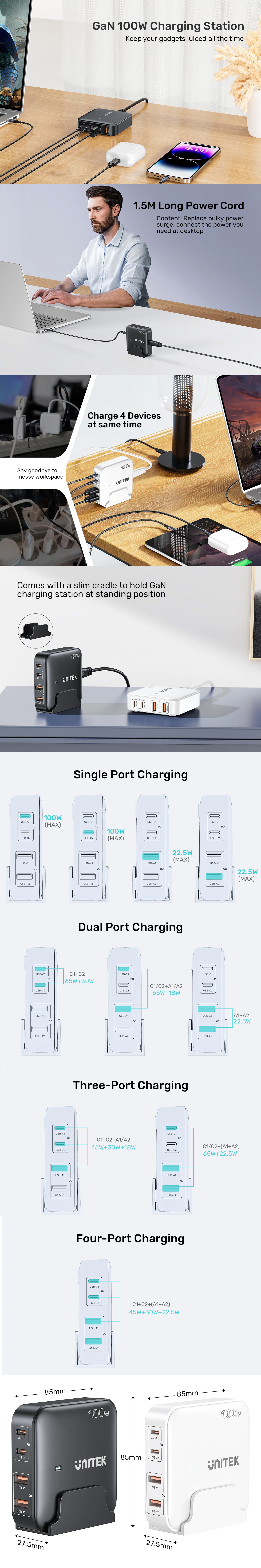 USB-Hubs-Unitek-100W-4-Port-Desktop-USB-GaN-Smart-Charging-Station-Black-UTP1229ABK01AU-1