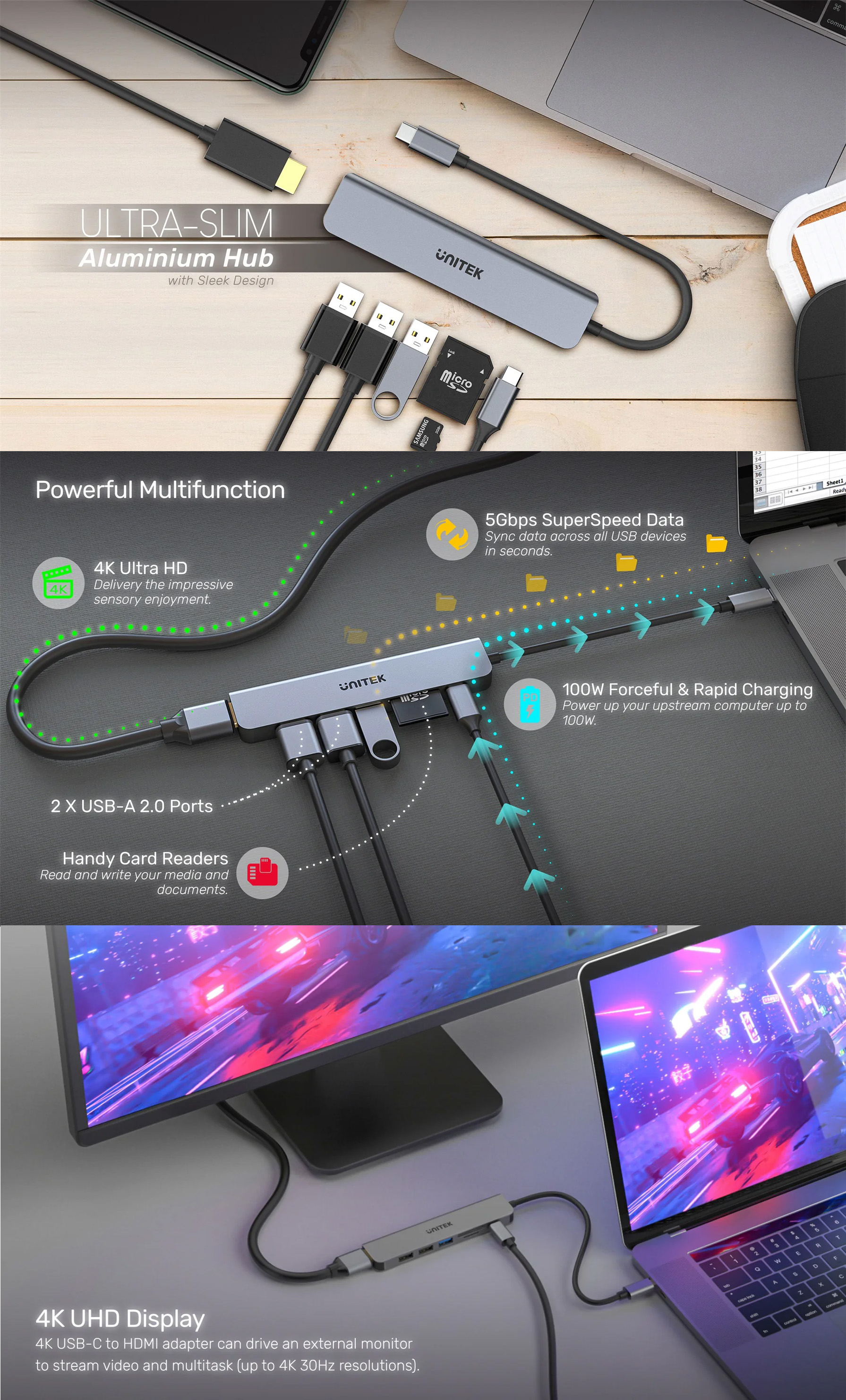 USB-Hubs-Unitek-uHUB-S7-7-in-1-USB-C-5Gbps-Hub-with-4K-HDMI-and-100W-PD-Space-Gray-UTH1118A-1