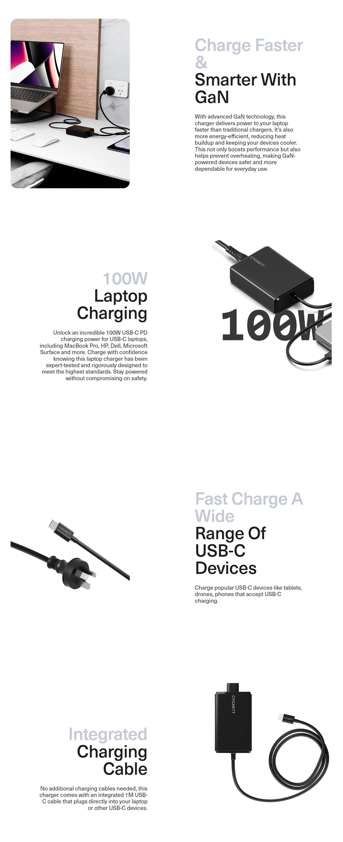 Laptop-Accessories-Cygnett-PowerMaxx-140W-PD-GaN-Laptop-Charger-with-1m-USB-C-Cable-CY5072PDWCH-1