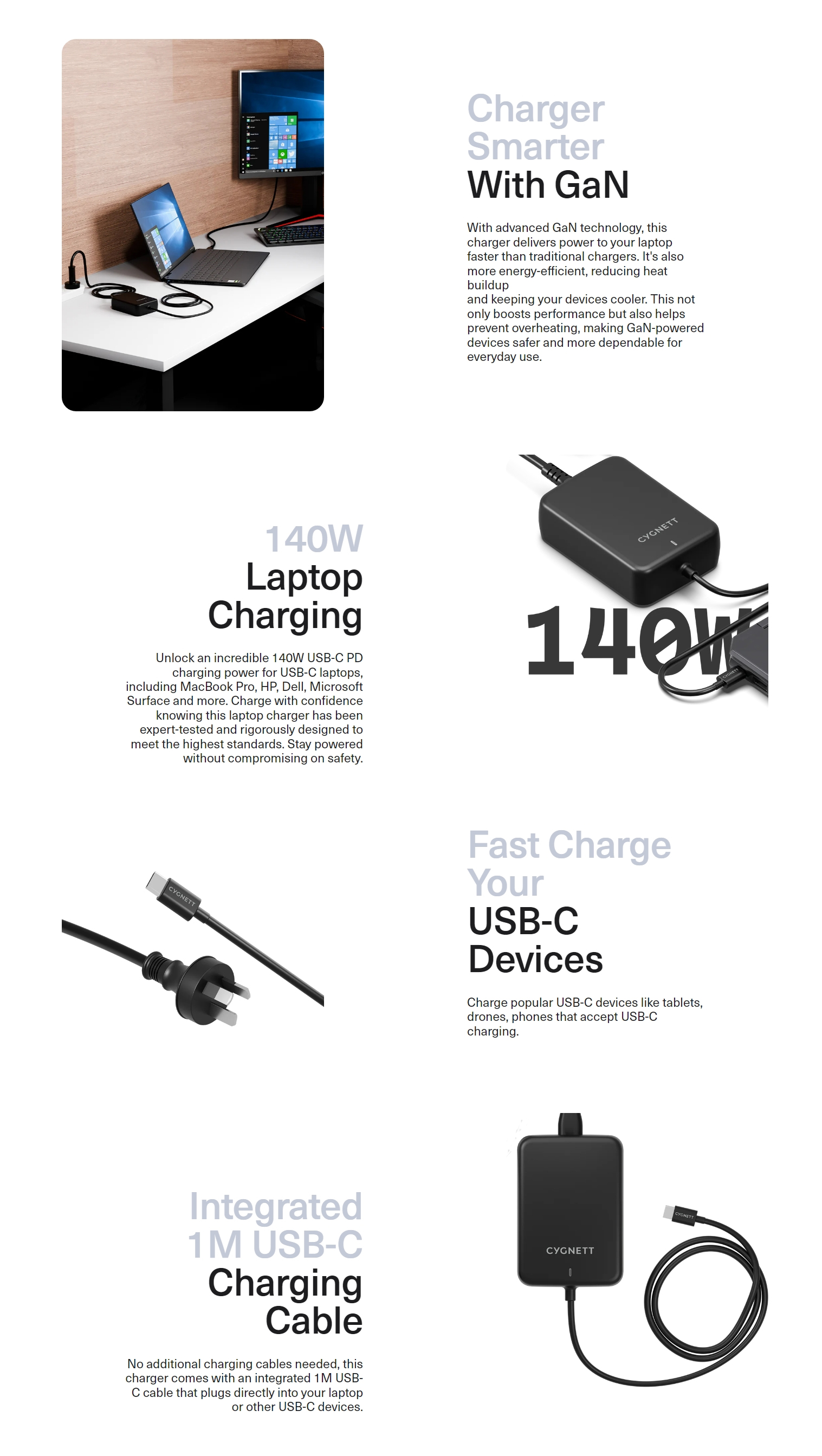 Laptop-Accessories-Cygnett-PowerMaxx-140W-USB-C-GaN-Laptop-Charger-with-1-5m-USB-C-Cable-CY4531PDWCH-1