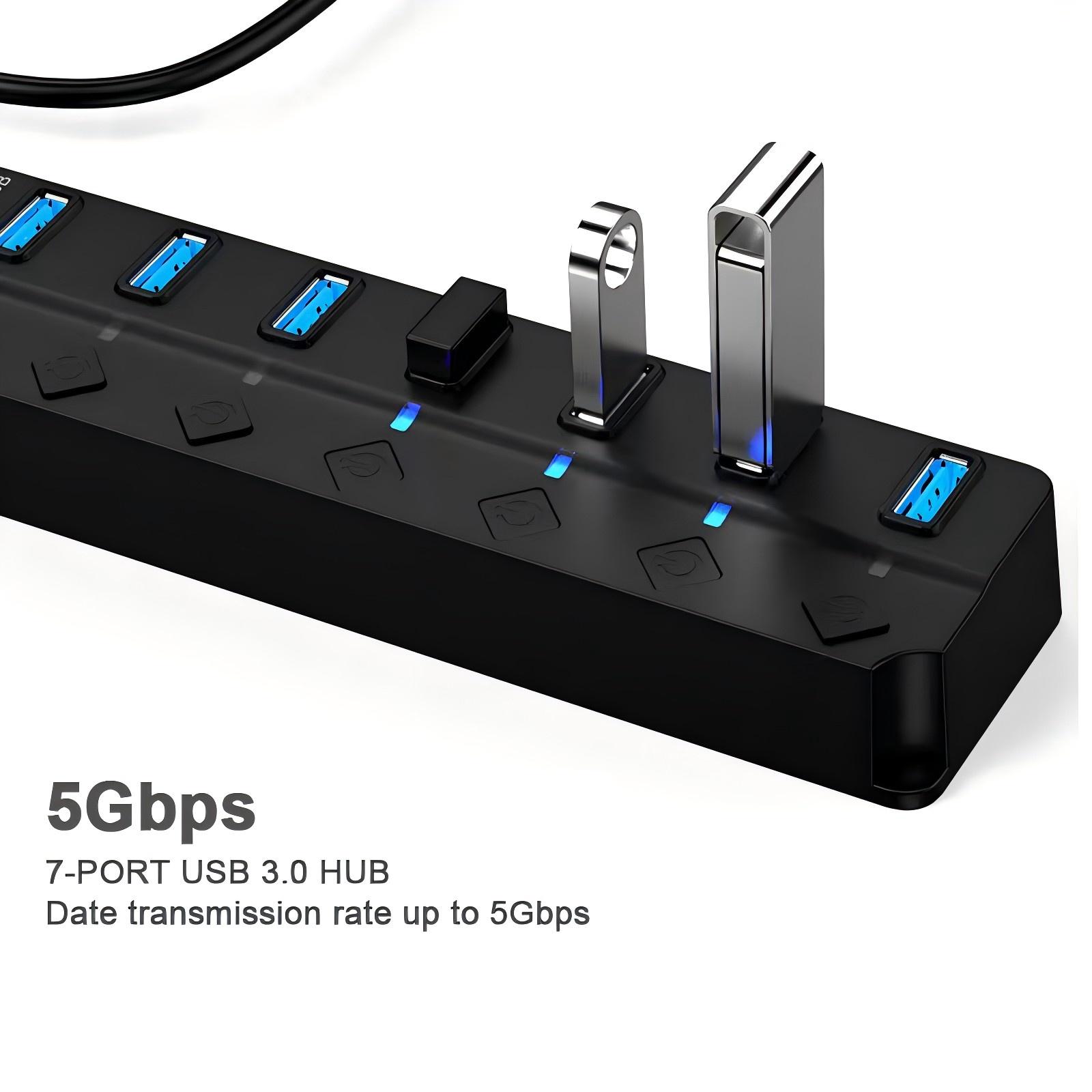 USB-Hubs-USB-Hub-3-0-Splitter-with-Individual-On-Off-Switches-and-Lights-30cm-Cable-USB-Extension-7-Port-USB-Black-12