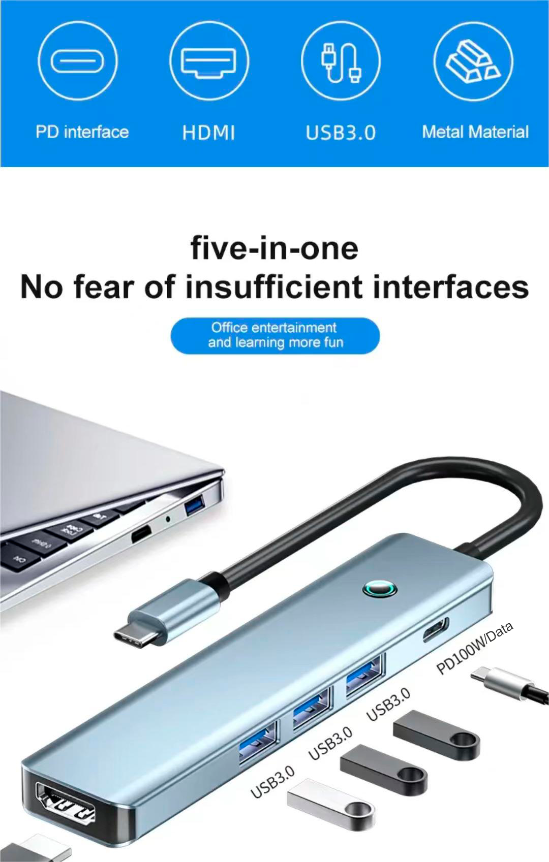 USB-Hubs-USB-C-Hub-5-in-1-Type-C-3-1-To-4K-HDTV-Adapter-with-PD-Card-Reader-Multiport-Hub-Adapter-for-MacBook-Notebook-Laptop-Computer-14