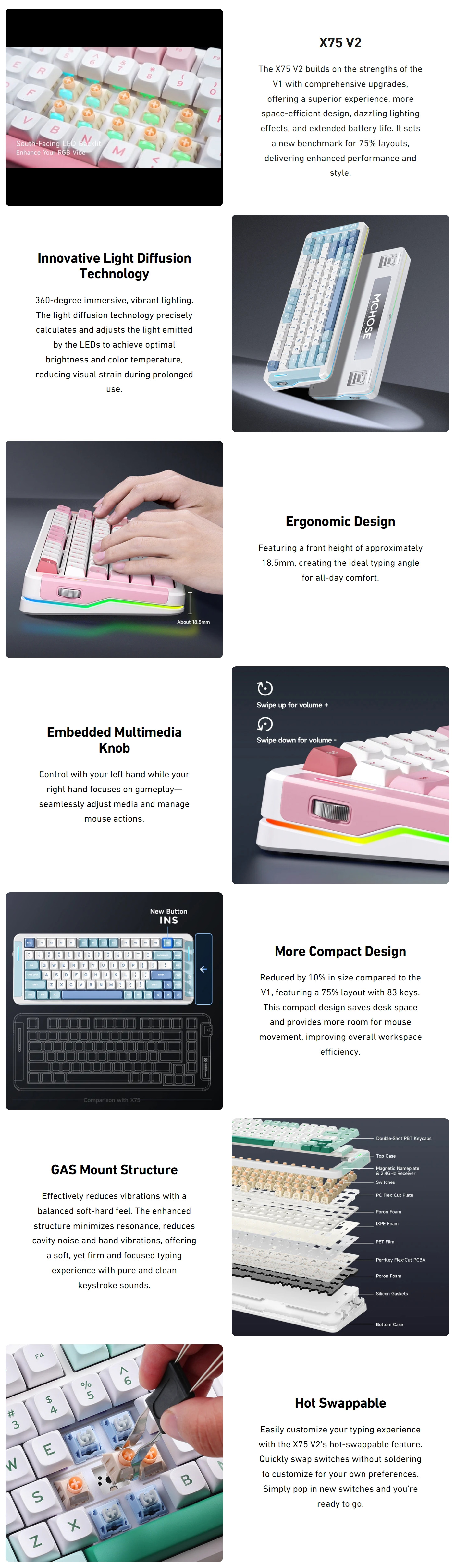 Keyboards-MCHOSE-X75v2-Gasket-Mount-75-Layout-Hot-Swap-Wireless-Mechanical-Keyboard-Retro-White-Icy-Creamsicle-Switch-KBMCX75V29-1