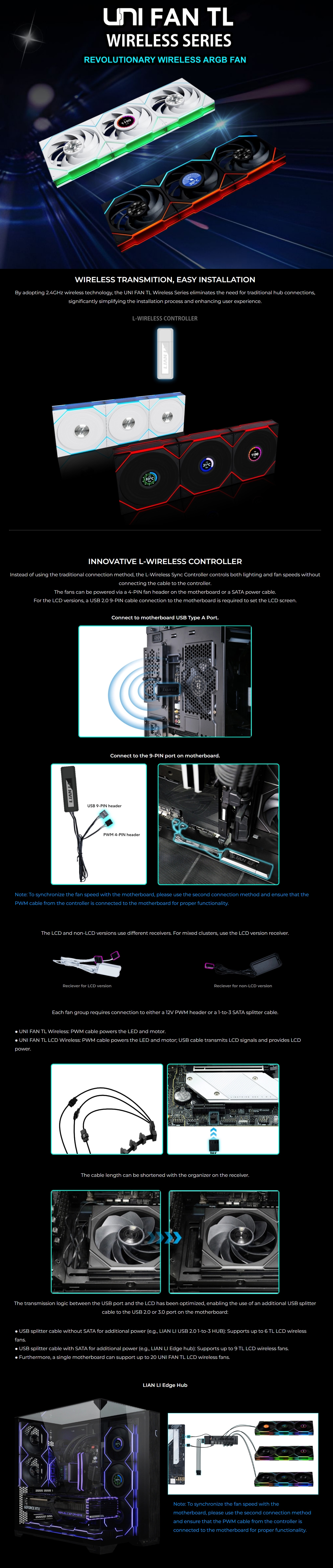 120mm-Case-Fans-Lian-Li-UNI-FAN-TL-120-Wireless-120mm-RGB-4-Pin-PWM-Fan-White-3-Pack-12TL1W3W-1