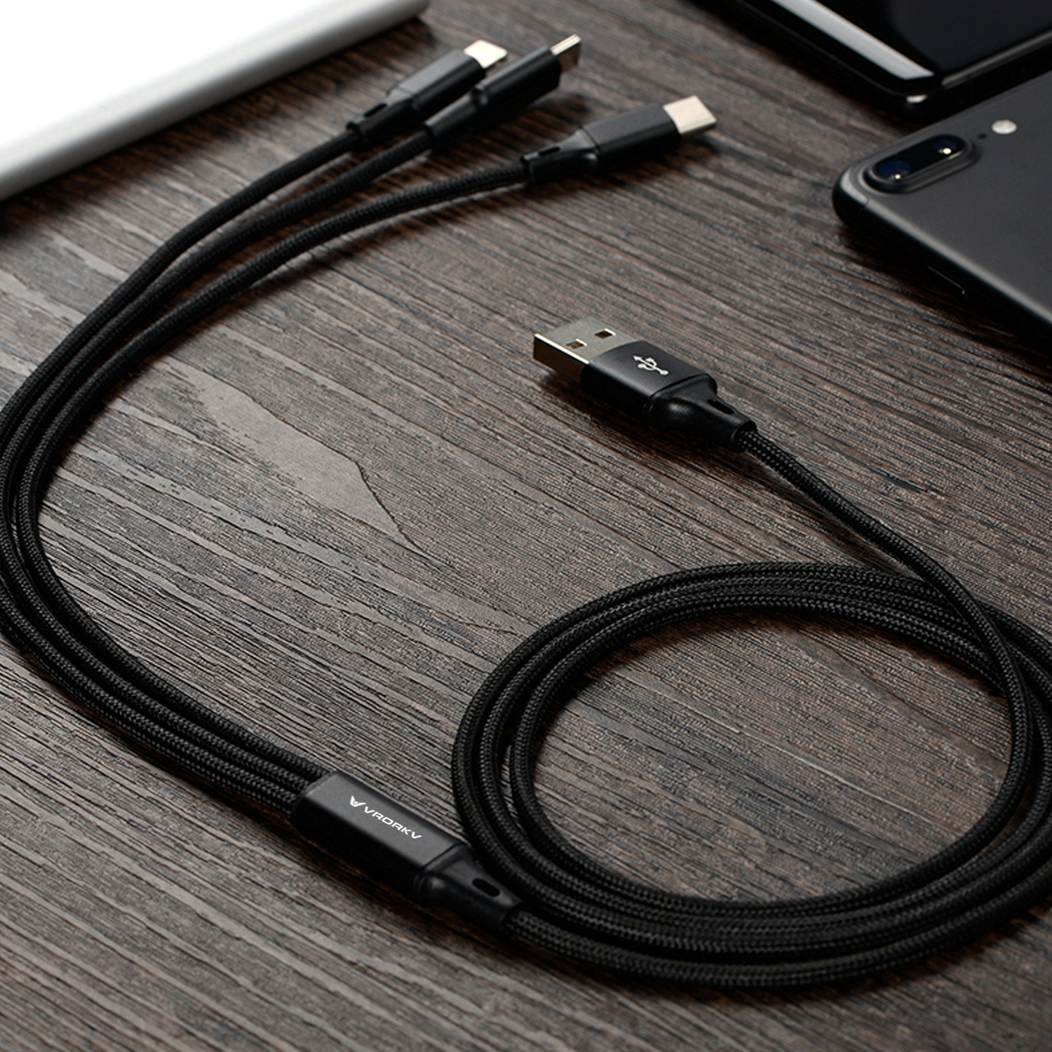 Mobile-Phone-Accessories-VRORKV-3-in-1-Multi-Charging-Cable-USB-To-Type-C-Lightning-Micro-Black-7