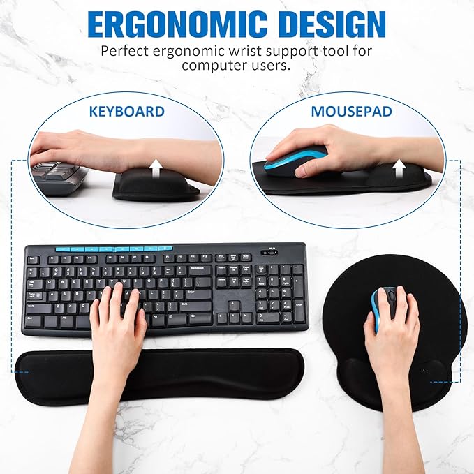 Mouse-Mouse-Pads-Keyboard-Wrist-Rest-Pad-and-Full-Ergonomic-Mouse-Pad-with-Wrist-Support-Included-for-Set-Memory-Foam-Cushion-When-Typing-on-Computer-Mac-Laptop-Black-15