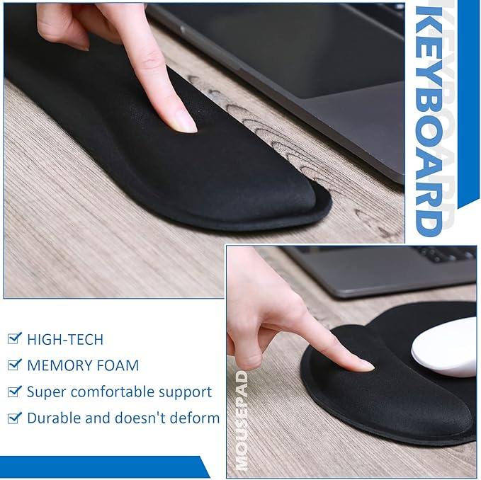 Mouse-Mouse-Pads-Keyboard-Wrist-Rest-Pad-and-Full-Ergonomic-Mouse-Pad-with-Wrist-Support-Included-for-Set-Memory-Foam-Cushion-When-Typing-on-Computer-Mac-Laptop-Black-17