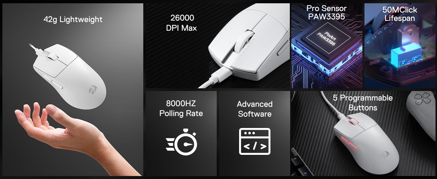 Mouse-Mouse-Pads-Redragon-M996-Wired-8K-Polling-Rate-Gaming-42G-Ultra-Light-26-000-Max-DPI-Gaming-Full-Programmable-Buttons-Mouse-11