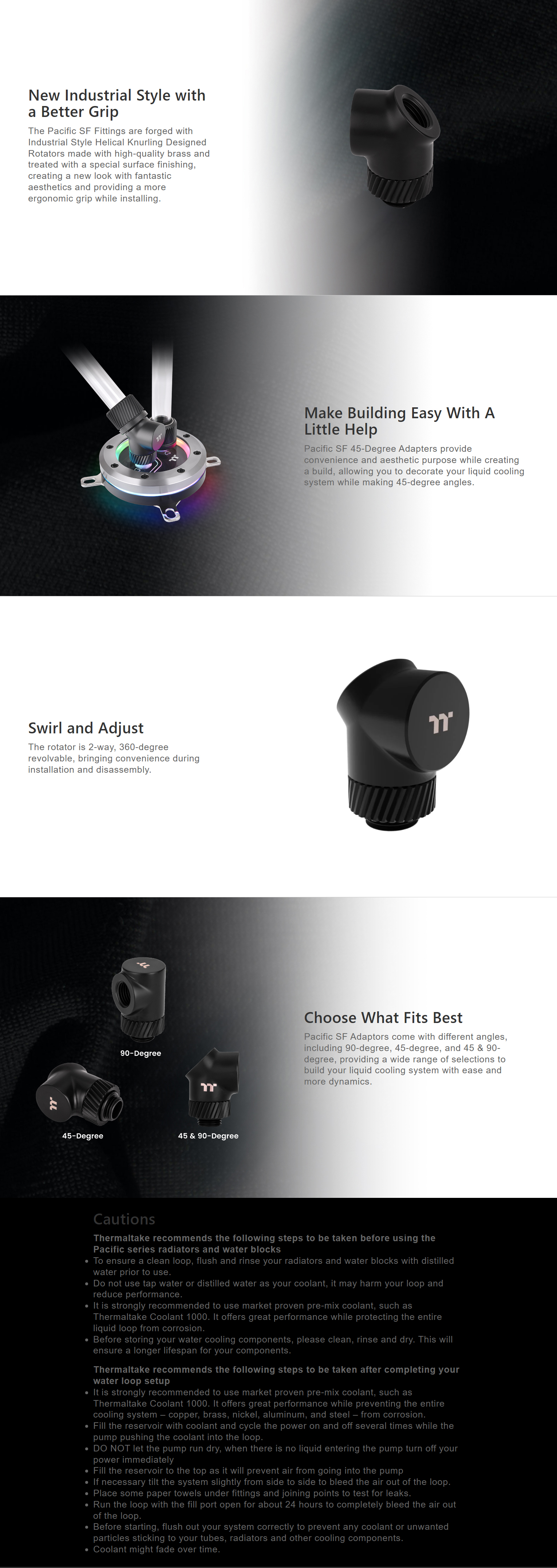 Angled-Fittings-Thermaltake-Pacific-SF-45-Degree-Adapter-Matte-Black-CL-W397-CU00MK-A-1