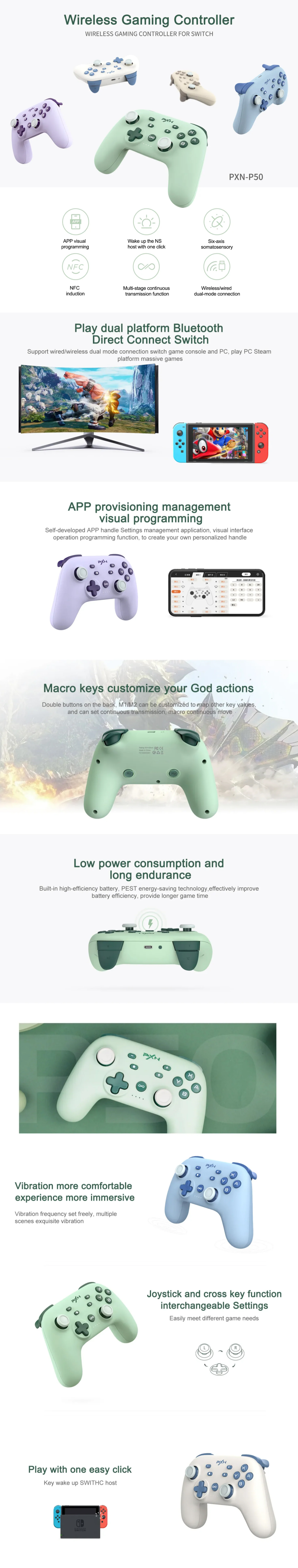 Controllers-PXN-P50-Pro-Wireless-Gaming-Controller-Camella-White-PXN-P50PRO-White-1