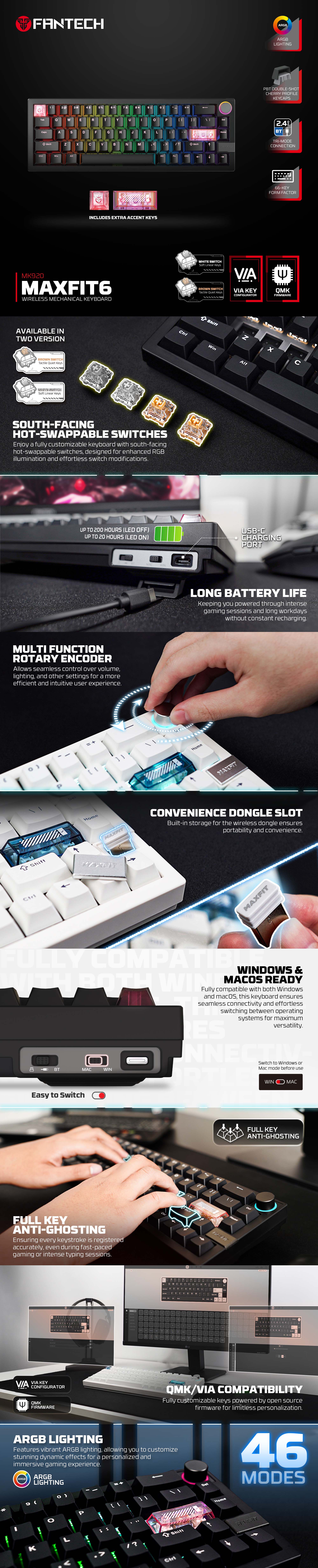 Keyboards-Fantech-MAXFIT6-60-Hot-Swap-QMK-VIA-Wireless-Mechanical-Keyboard-with-Knob-Black-Brown-Switch-KBFTMK920BKBW-1