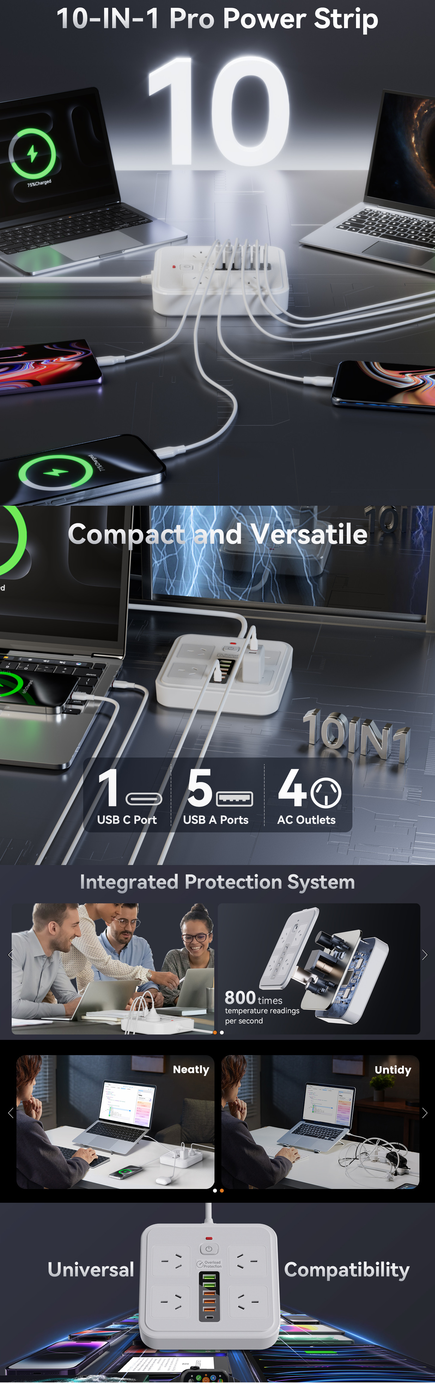 Powerboards-and-Adapters-Power-board-10-in-1-Fast-Charging-Overload-Protection-Power-Strip-USB-C-2500W-Surge-Protection-Power-Strip-2m-Cable-Wall-Mountable-5