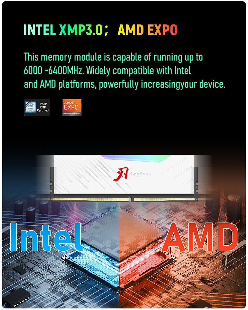 Memory-RAM-Kingbank-KRRW-DDR5-6000MHz-32GB-2-UDIMM-M-Hynix-CL36-White-RGB-15