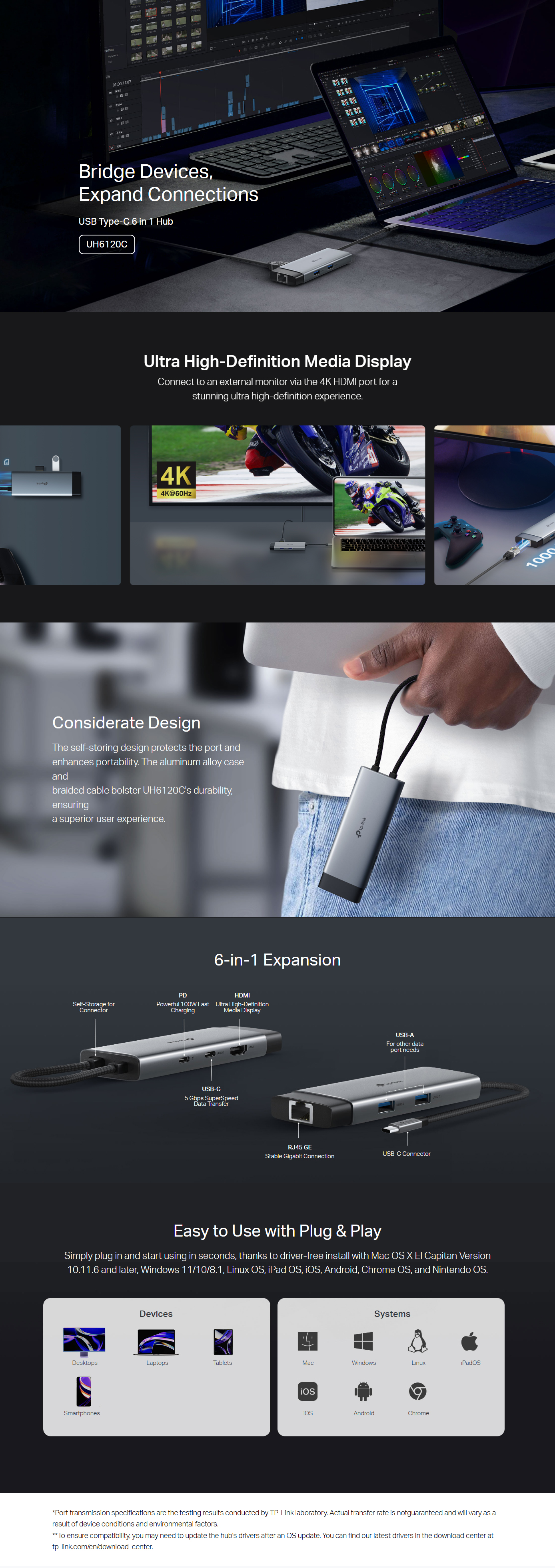 USB-Hubs-TP-Link-USB-Type-C-6-in-1-Hub-UH6120C-1