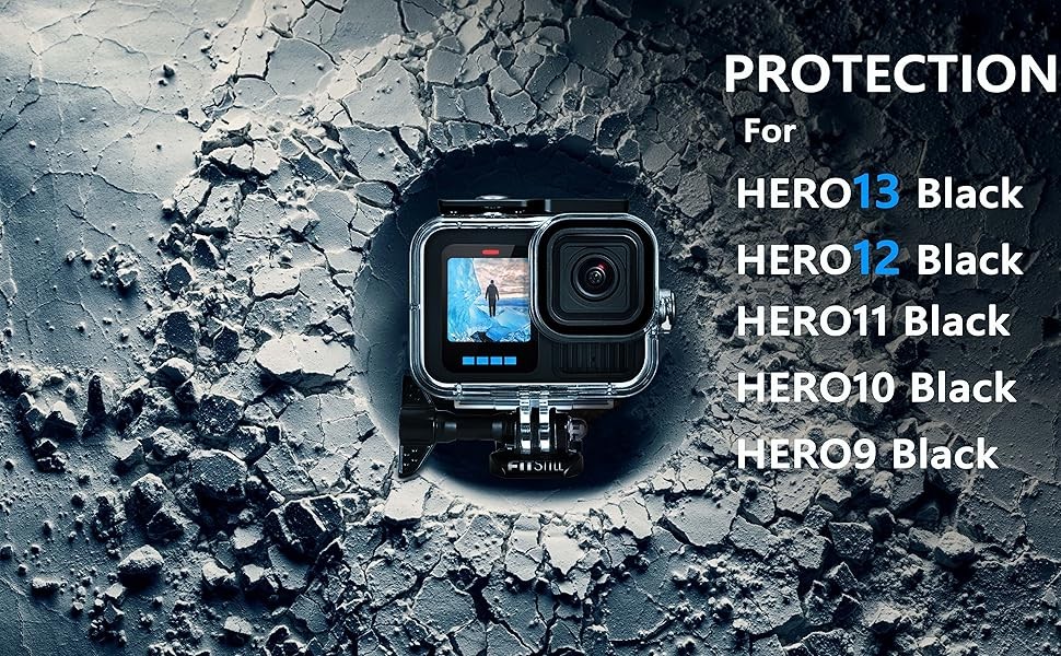 TELESIN Custodia Impermeabile 60M Per GoPro Hero 13/12/11/10/9 – Con Supporto A Sgancio Rapido E Vite, Ideale Per Subacquea