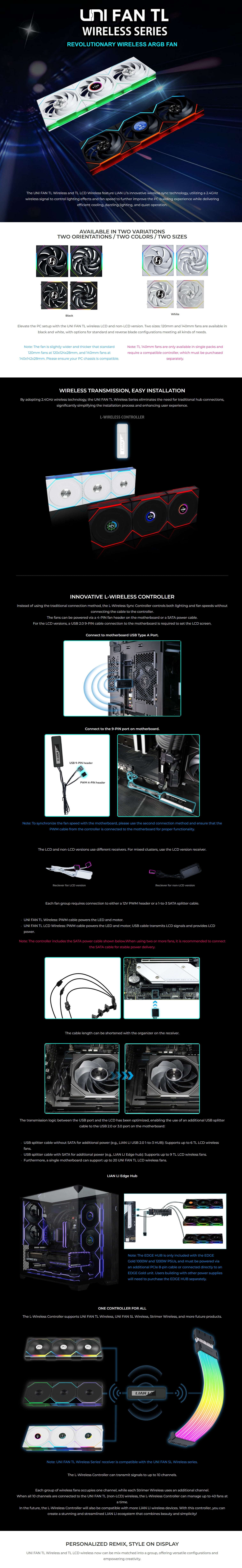 140mm-Case-Fans-Lian-Li-UNI-Fan-TL-LCD-140mm-Wireless-4-Pin-PWM-Black-Fan-Single-Pack-14TLLCD1W1B-1