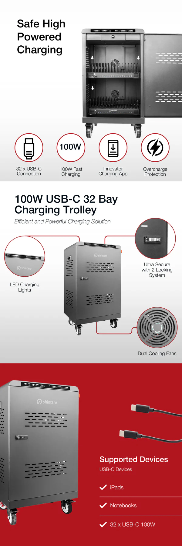 Enclosures-Docking-Shintaro-32-Ports-USB-C-Charging-Cart-2000W-for-Notebooks-and-other-Devices-SH-MDUC-C32S-2