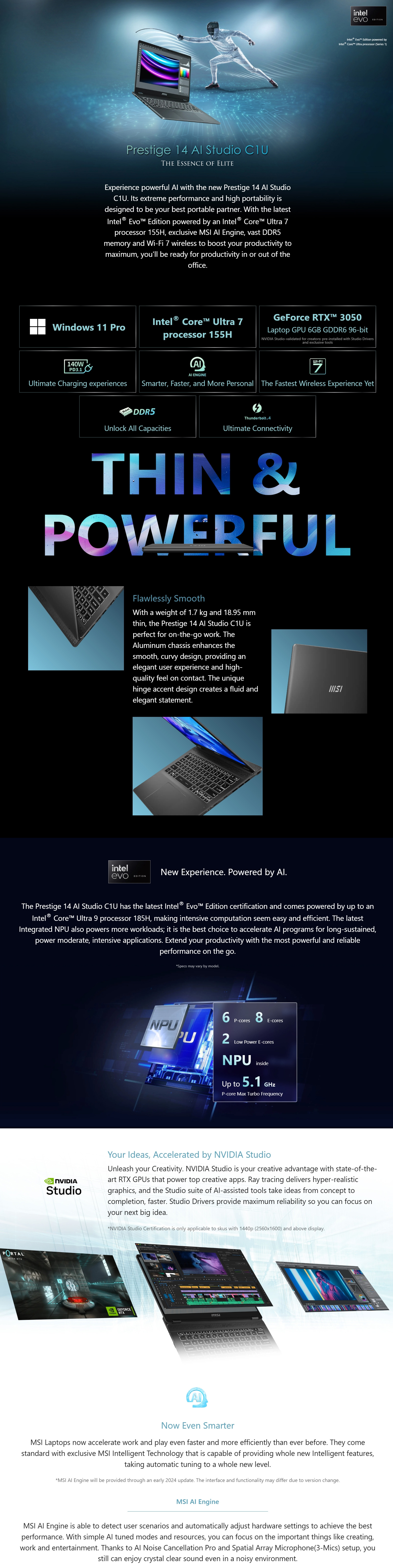 MSI-Laptops-MSI-Prestige-14-AI-Studio-C1UDXG-14in-Ultra-7-155H-RTX-3050-1TB-SSD-16GB-RAM-W11P-Laptop-Prestige-14-AI-Studio-C1UDXG-019AU-1