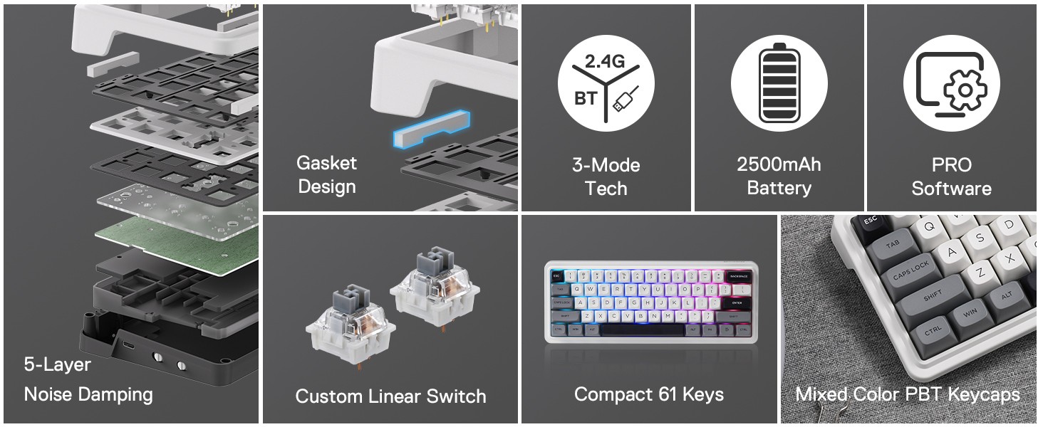 Keyboards-Redragon-K722-PRO-60-Wireless-Gasket-RGB-Gaming-61-Keys-Hot-Swap-Compact-Mechanical-5-Layer-Noise-Dampening-Round-PBT-Keycaps-Keyboard-15