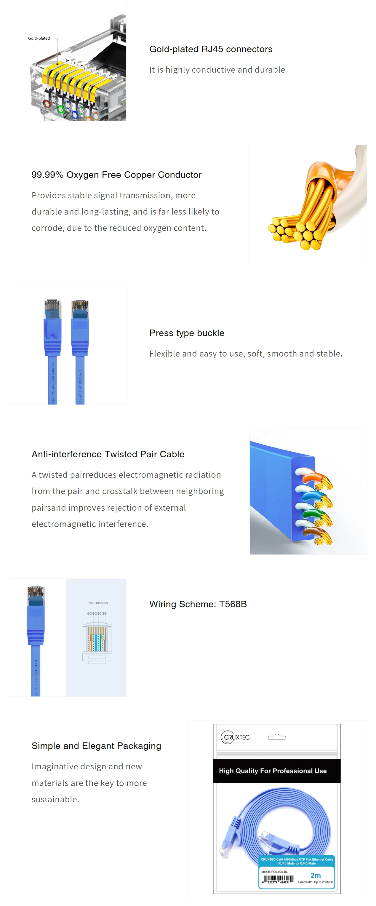 Network-Cables-Cruxtec-CAT6-UTP-Flat-Ethernet-Cable-Blue-1m-FC6-010-BL-1