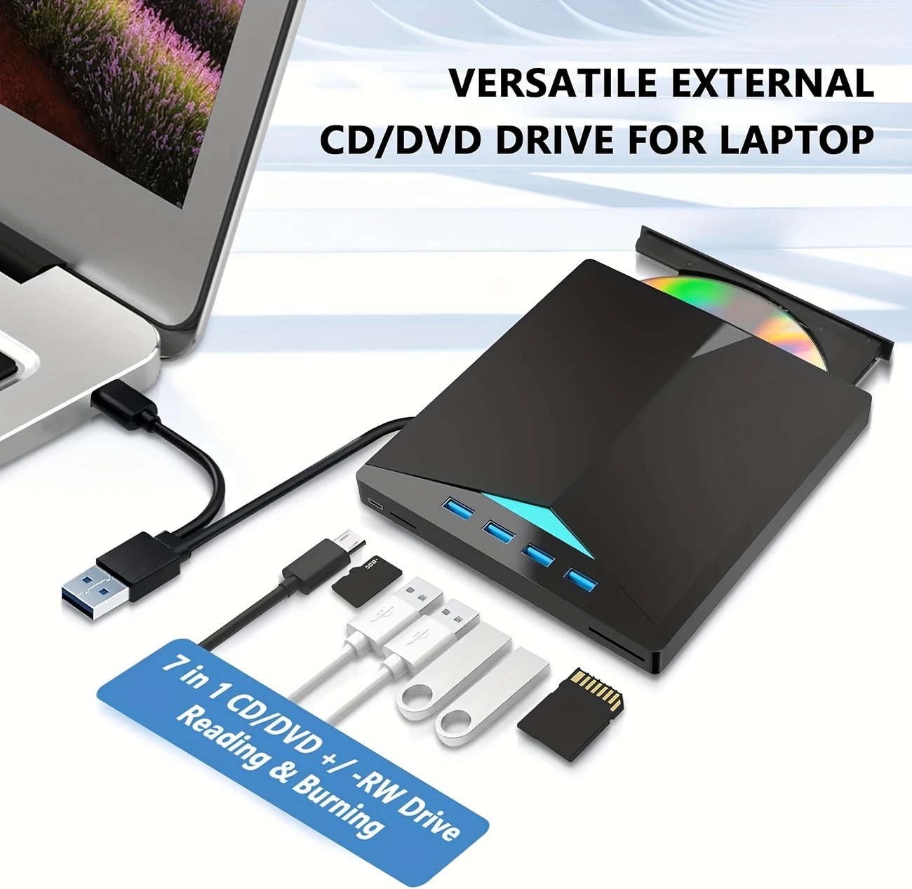 External-Optical-Drives-7-In-1-External-CD-DVD-Drive-With-4-USB-A-Ports-And-TF-SD-Card-Slots-USB-3-0-Type-CPortable-CD-DVD-Disk-Drive-Player-Burner-Reader-Writer-10