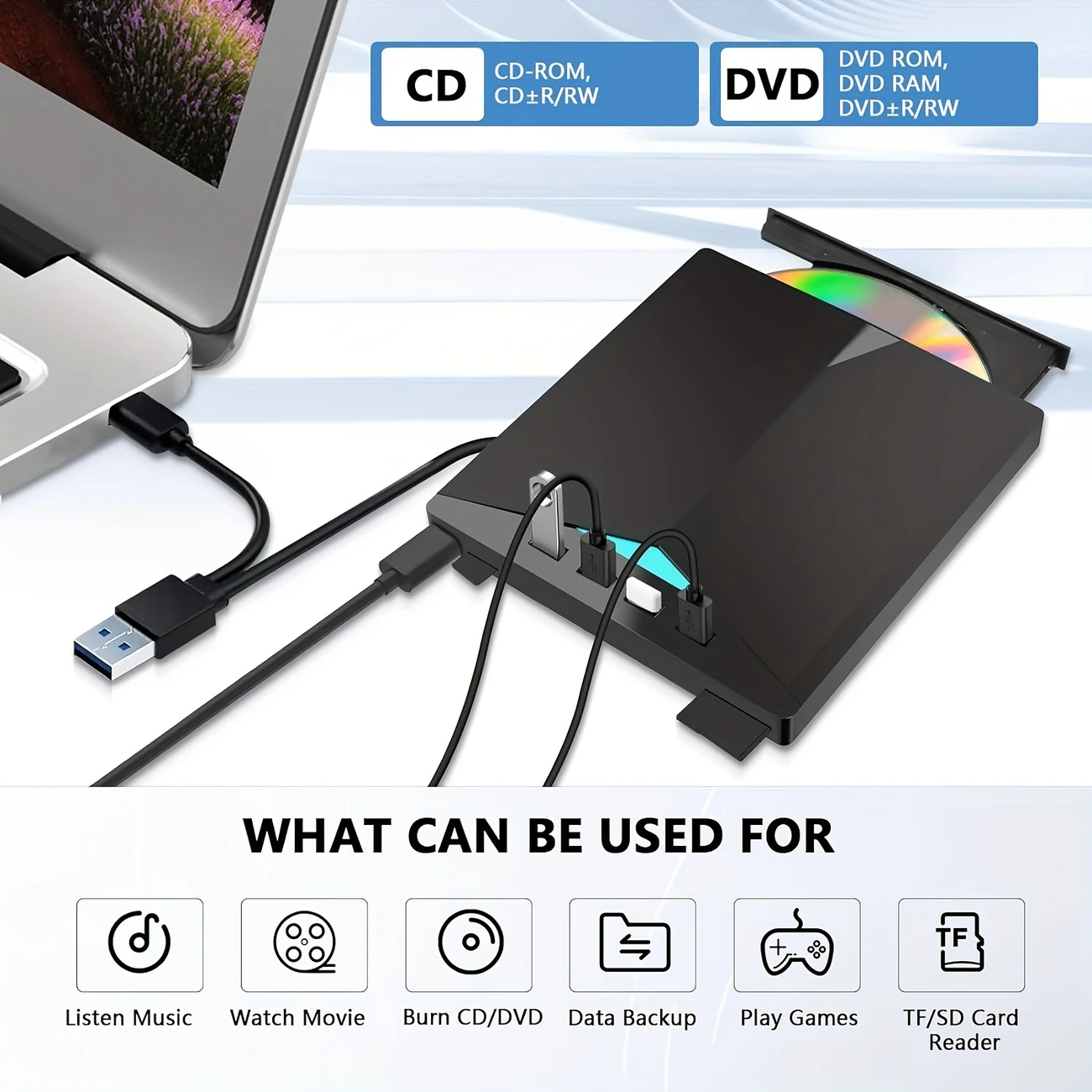 External-Optical-Drives-7-In-1-External-CD-DVD-Drive-With-4-USB-A-Ports-And-TF-SD-Card-Slots-USB-3-0-Type-CPortable-CD-DVD-Disk-Drive-Player-Burner-Reader-Writer-8