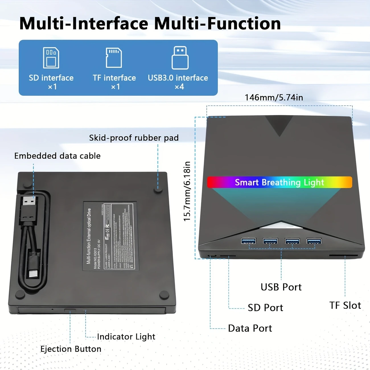 External-Optical-Drives-7-In-1-External-CD-DVD-Drive-With-4-USB-A-Ports-And-TF-SD-Card-Slots-USB-3-0-Type-CPortable-CD-DVD-Disk-Drive-Player-Burner-Reader-Writer-9