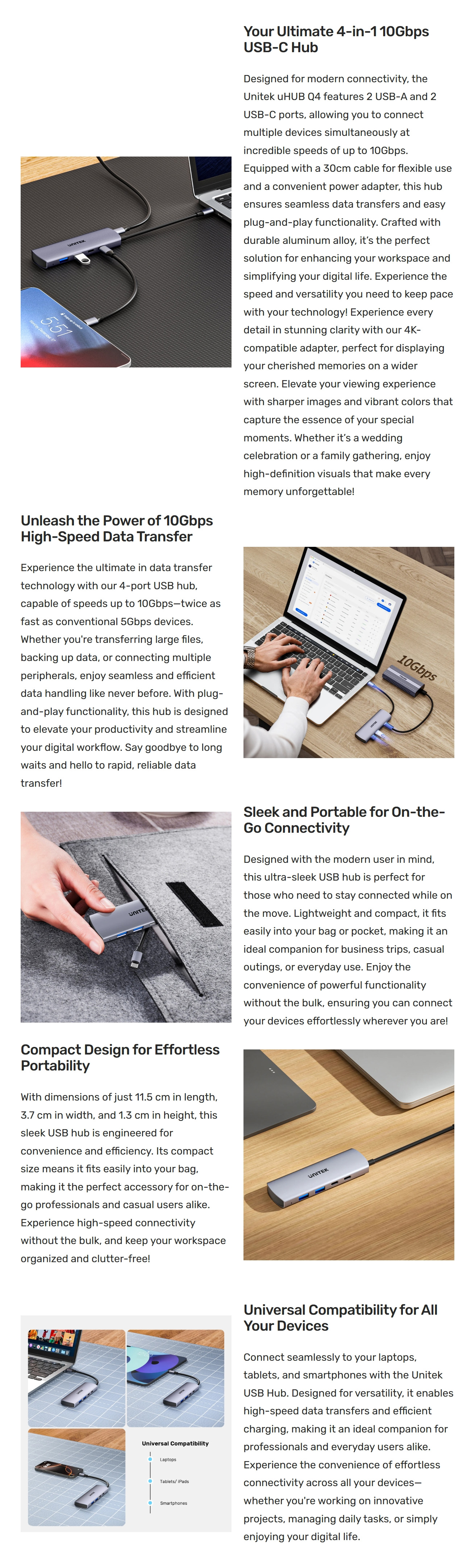 USB-Hubs-Unitek-uHUB-Q4-4-in-1-10Gbps-USB-C-Hub-with-2-USB-A-and-2-USB-C-Ports-H1112DGY01-1