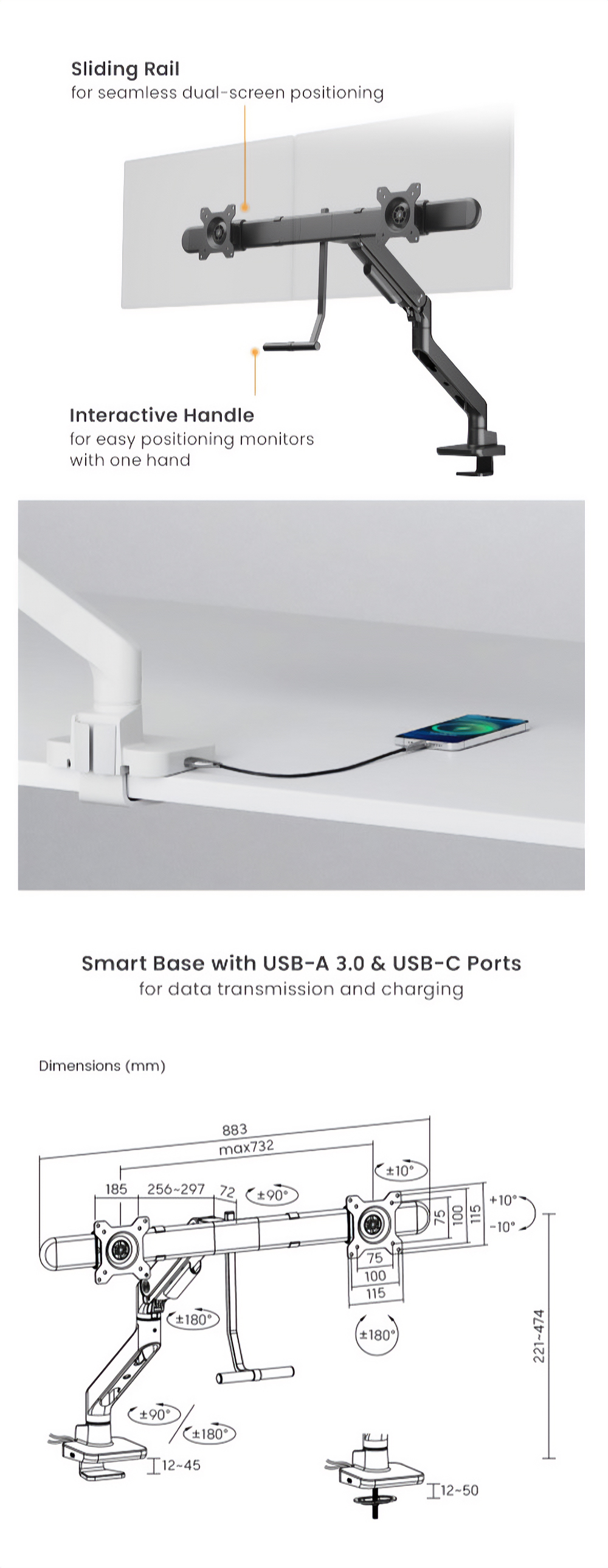 Monitor-Accessories-Brateck-Noteworthy-Gas-Spring-Dual-Monitor-Arm-with-USB-Ports-LDT81-C022UC-B-1