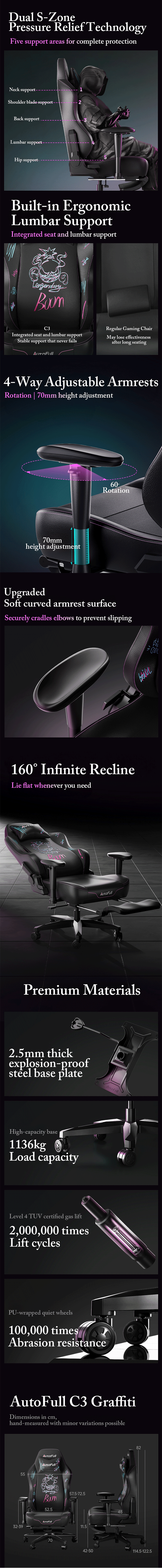 Gaming-Chairs-AutoFull-C3-Graffiti-Gaming-Chair-With-Built-In-Lumbar-Support-AF111BSSA-Black-Purple-14
