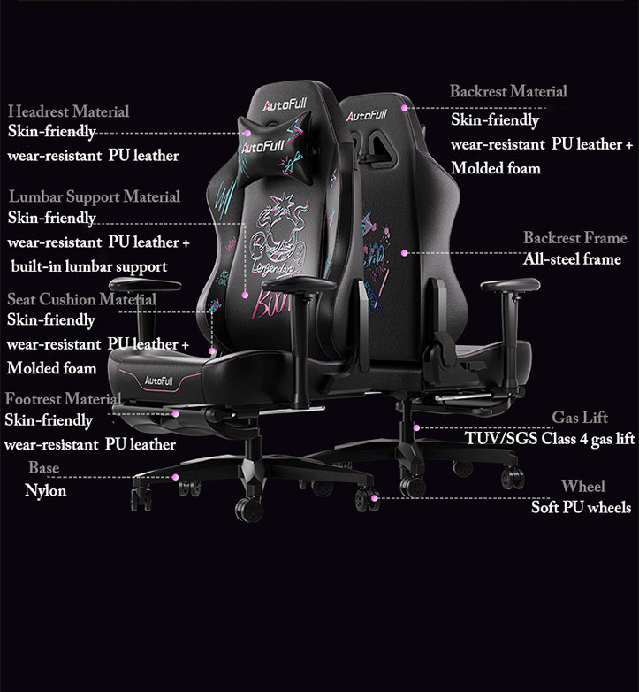 Gaming-Chairs-AutoFull-C3-Graffiti-Gaming-Chair-With-Built-In-Lumbar-Support-AF111BSSA-Black-Purple-8