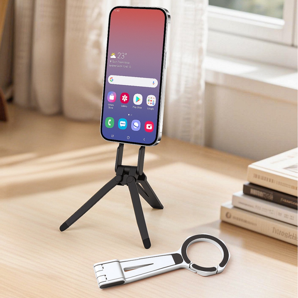 Phone-Holders-iCreate-Magnetic-Portable-Triangle-Stand-With-Spring-Buckle-Suit-for-MagSafe-Mobile-Phone-Live-Broadcast-Silver-25