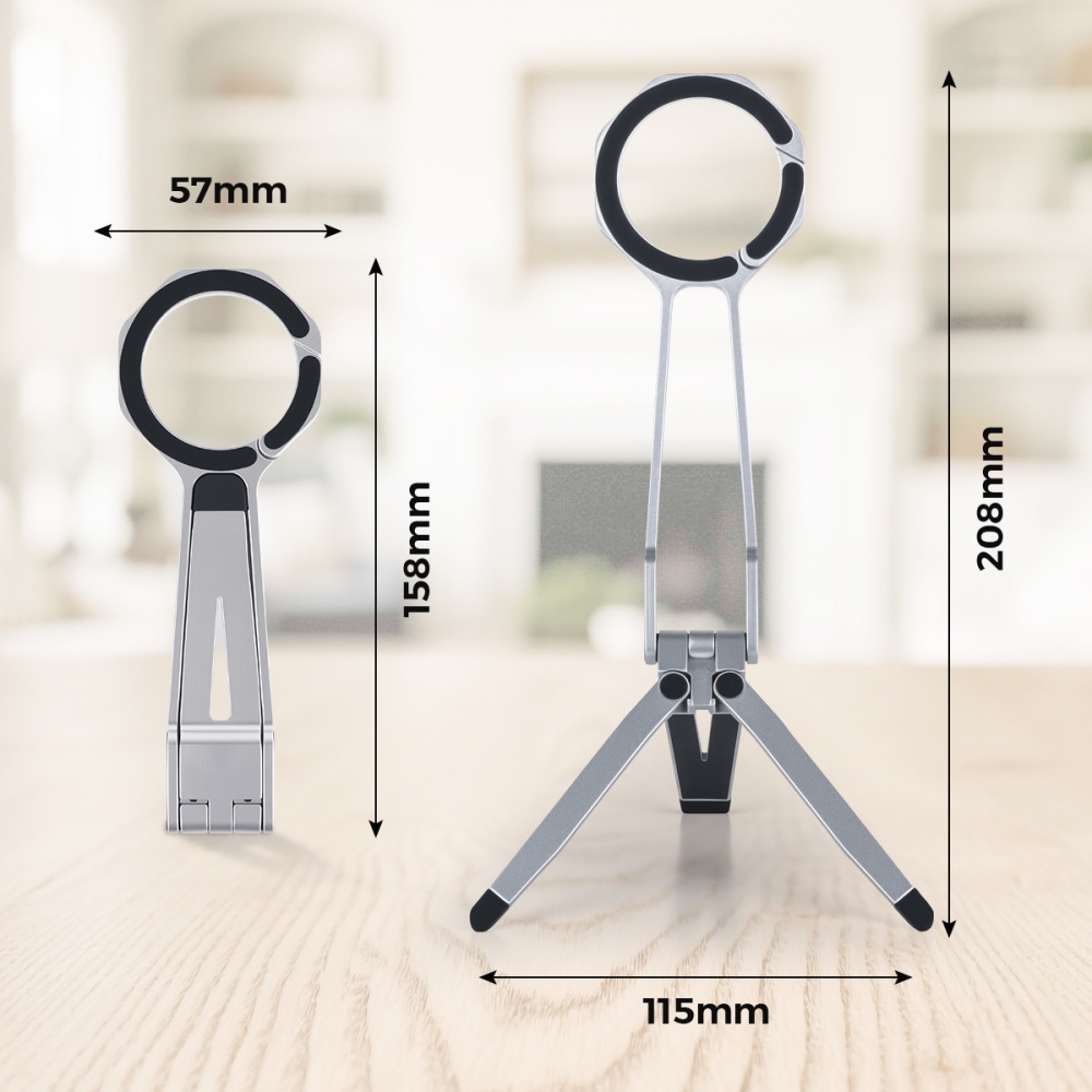 Phone-Holders-iCreate-Magnetic-Portable-Triangle-Stand-With-Spring-Buckle-Suit-for-MagSafe-Mobile-Phone-Live-Broadcast-Silver-30