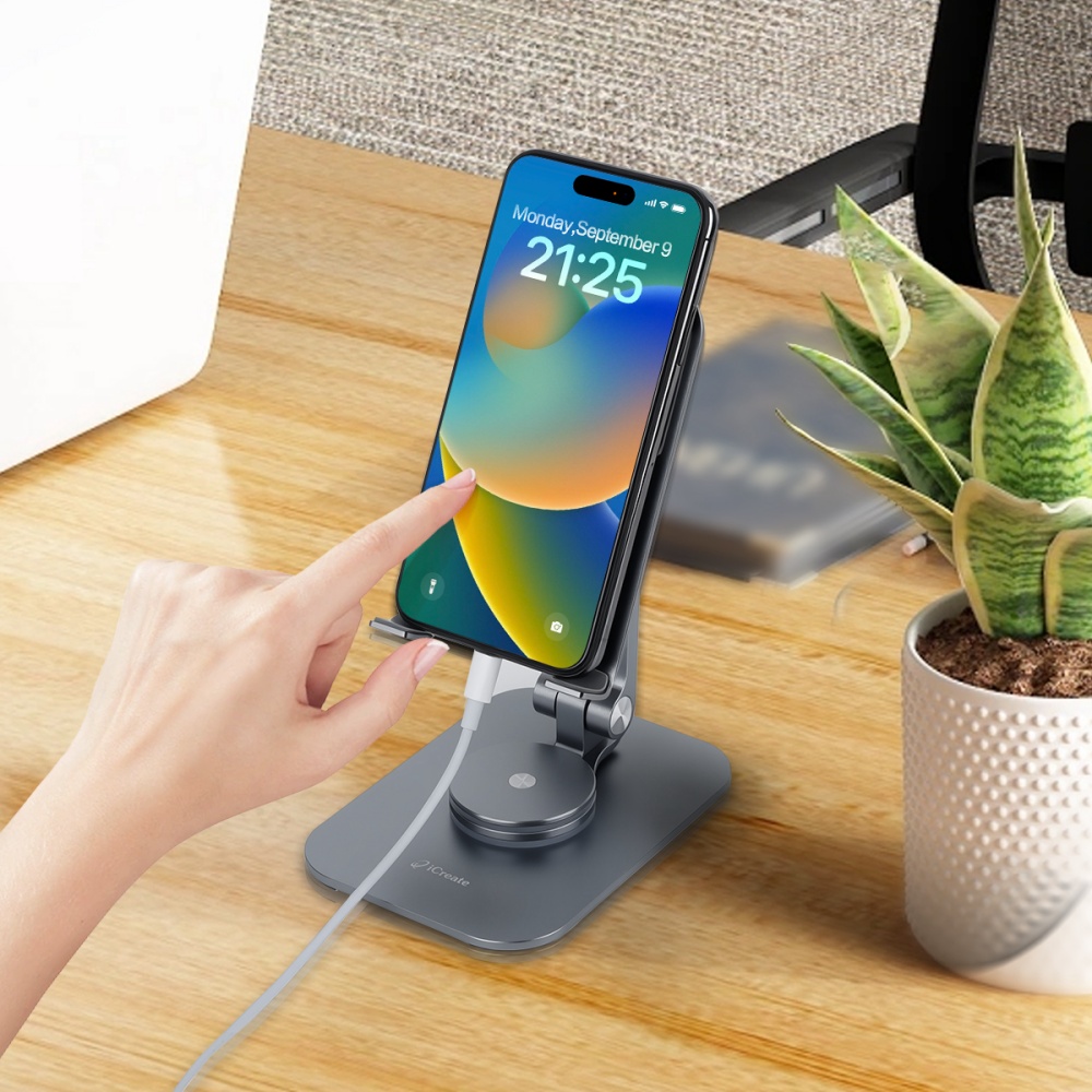 Phone-Holders-iCreate-Rotating-Metal-Holder-Stand-Foldable-Adjustable-for-Phone-and-Tablet-Silver-29