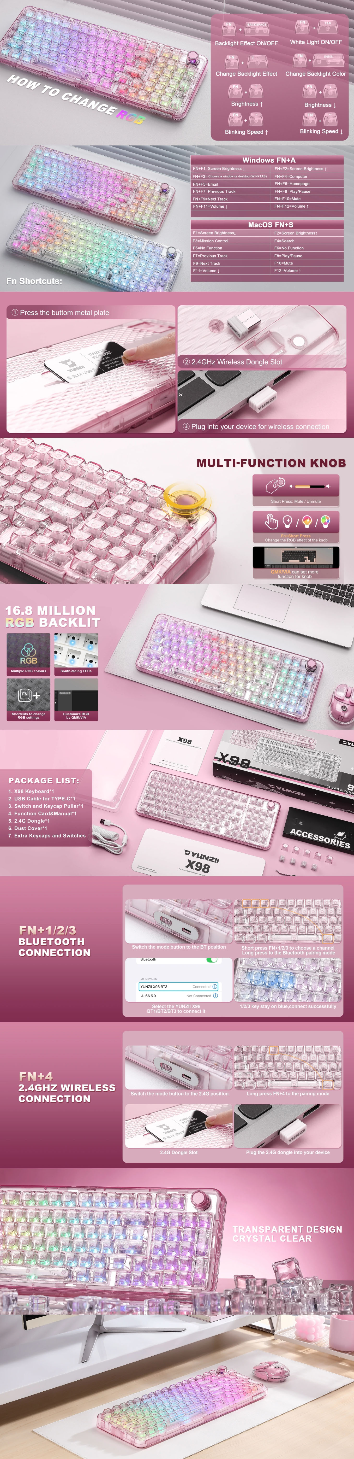 Keyboards-YUNZII-X98-Transparent-QMK-VIA-Pink-Mechanical-Keyboard-Snow-Linear-Switch-KBYZX98PKSNOW-2
