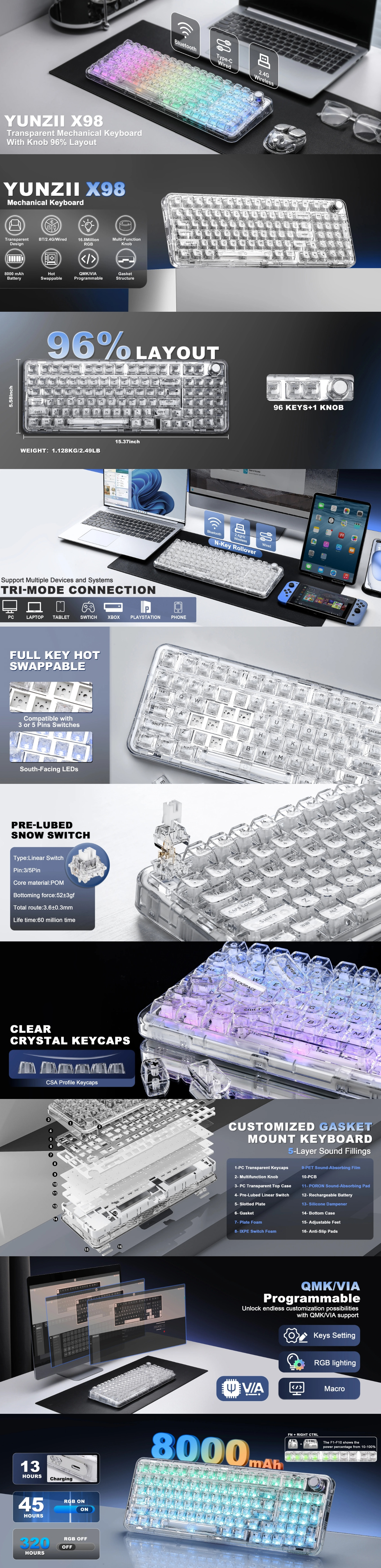 Keyboards-YUNZII-X98-Transparent-QMK-VIA-White-Mechanical-Keyboard-Snow-Linear-Switch-KBYZX98WHSHOW-3