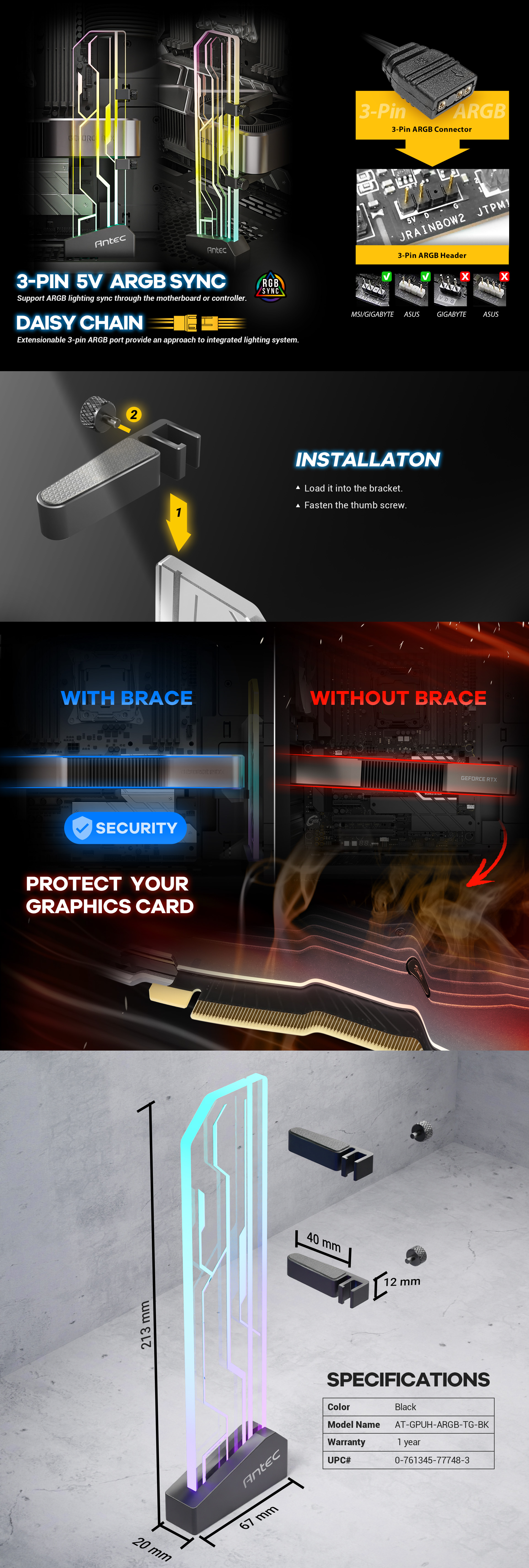 GPU-Accessories-Antec-ARGB-GPU-Support-Bracket-AT-GPUH-ARGB-TG-BK-2
