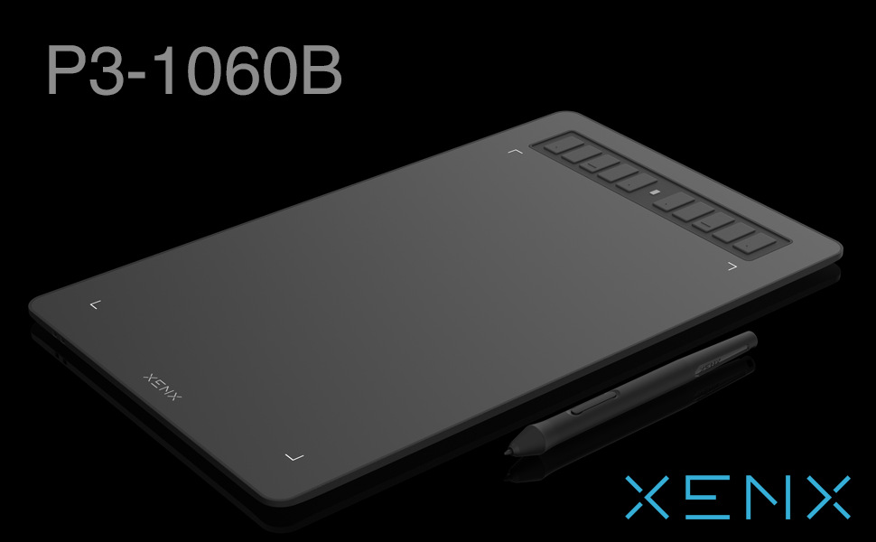 Graphics-Tablet-XENX-P3-1060B-Graphic-Drawing-Tablet-10x6-inch-with-10-Shortcut-Keys-8192-Pressure-Levels-Battery-Free-Pen-Compatible-with-MacOS-Windows-Android-10