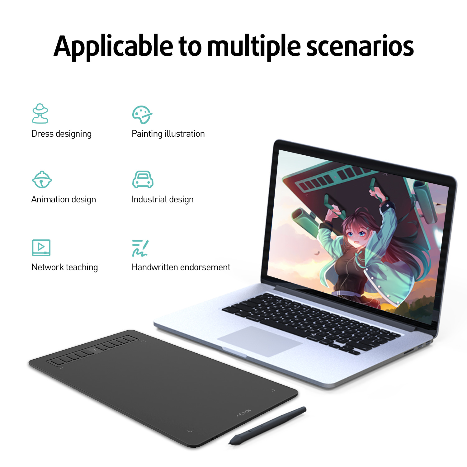 Graphics-Tablet-XENX-P3-1060B-Graphic-Drawing-Tablet-10x6-inch-with-10-Shortcut-Keys-8192-Pressure-Levels-Battery-Free-Pen-Compatible-with-MacOS-Windows-Android-12