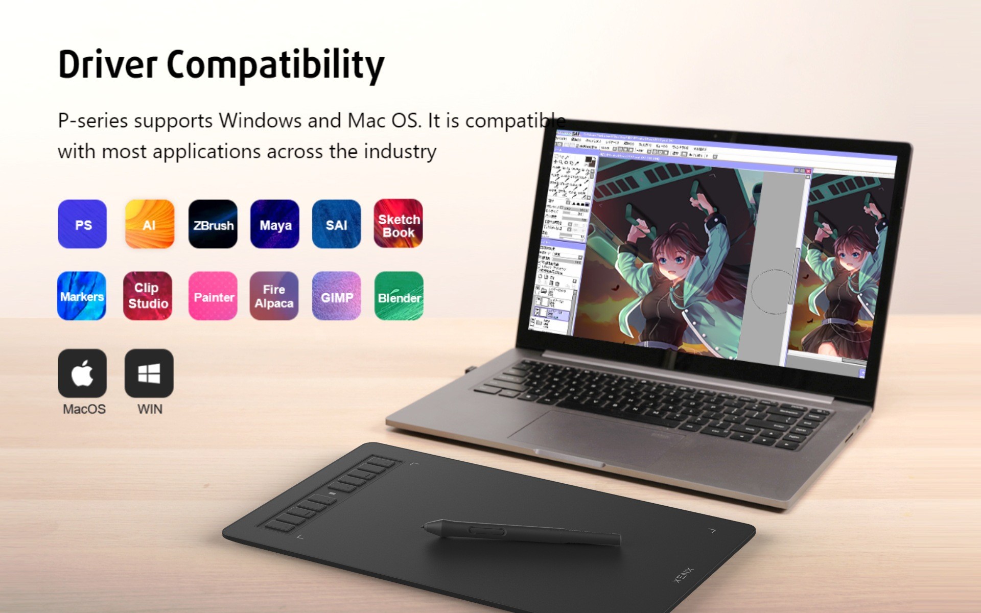 Graphics-Tablet-XENX-P3-1060B-Graphic-Drawing-Tablet-10x6-inch-with-10-Shortcut-Keys-8192-Pressure-Levels-Battery-Free-Pen-Compatible-with-MacOS-Windows-Android-13