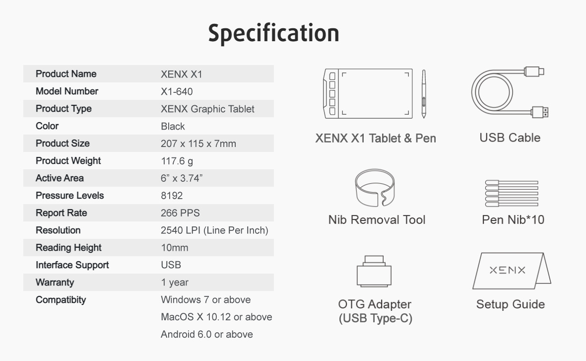 Graphics-Tablet-XENX-X1-640-Ultra-thin-Graphic-Drawing-Tablet-6x4-inch-with-8192-Pressure-Levels-Battery-Free-Pen-for-Digital-Art-Design-E-learning-Online-Classes-18
