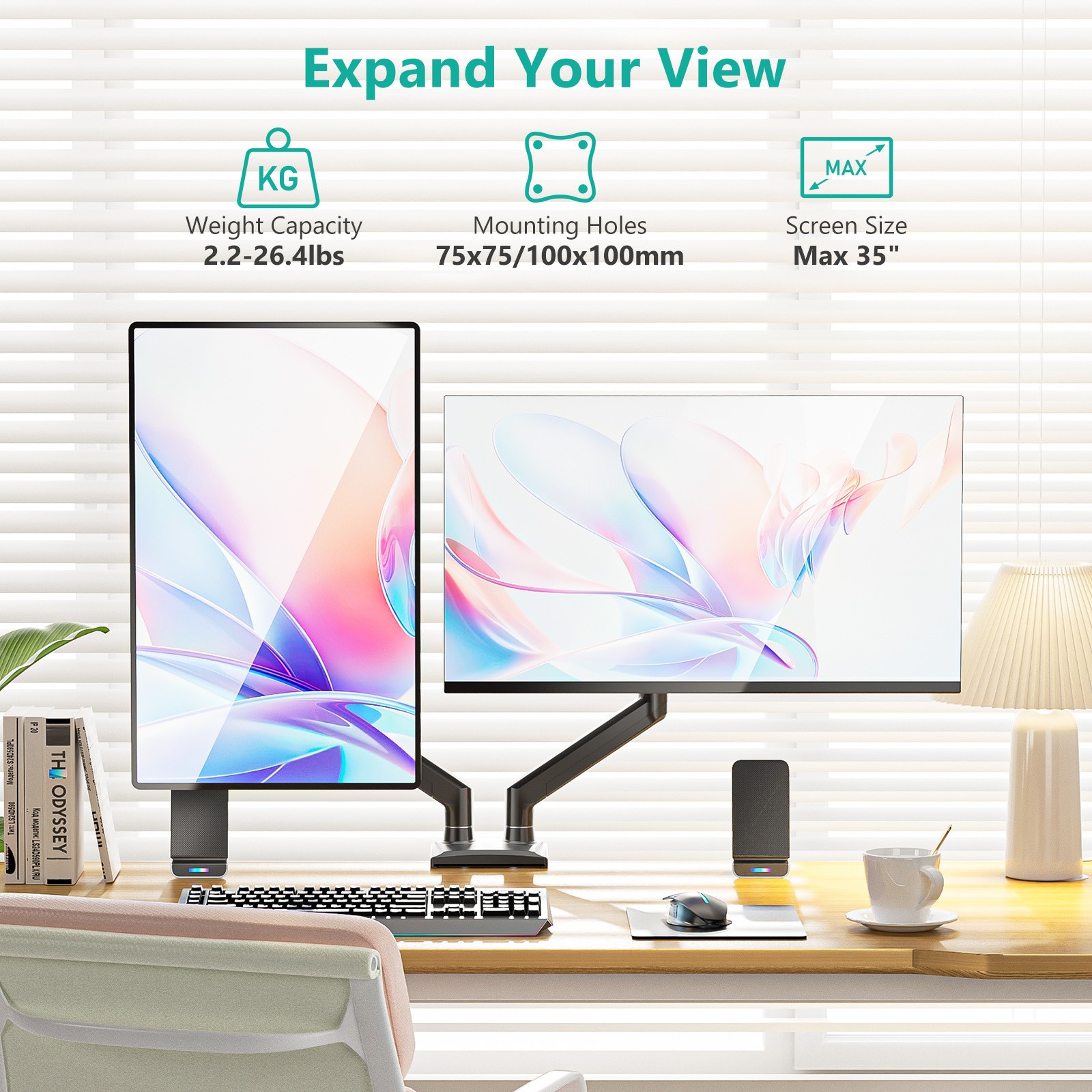 Monitor-Accessories-Dual-Monitor-Stand-360-Rotation-90-Swivel-70-45-Tilt-Heavy-Duty-Metal-VESA-Mount-for-13-to-34-Inch-Screens-Black-3