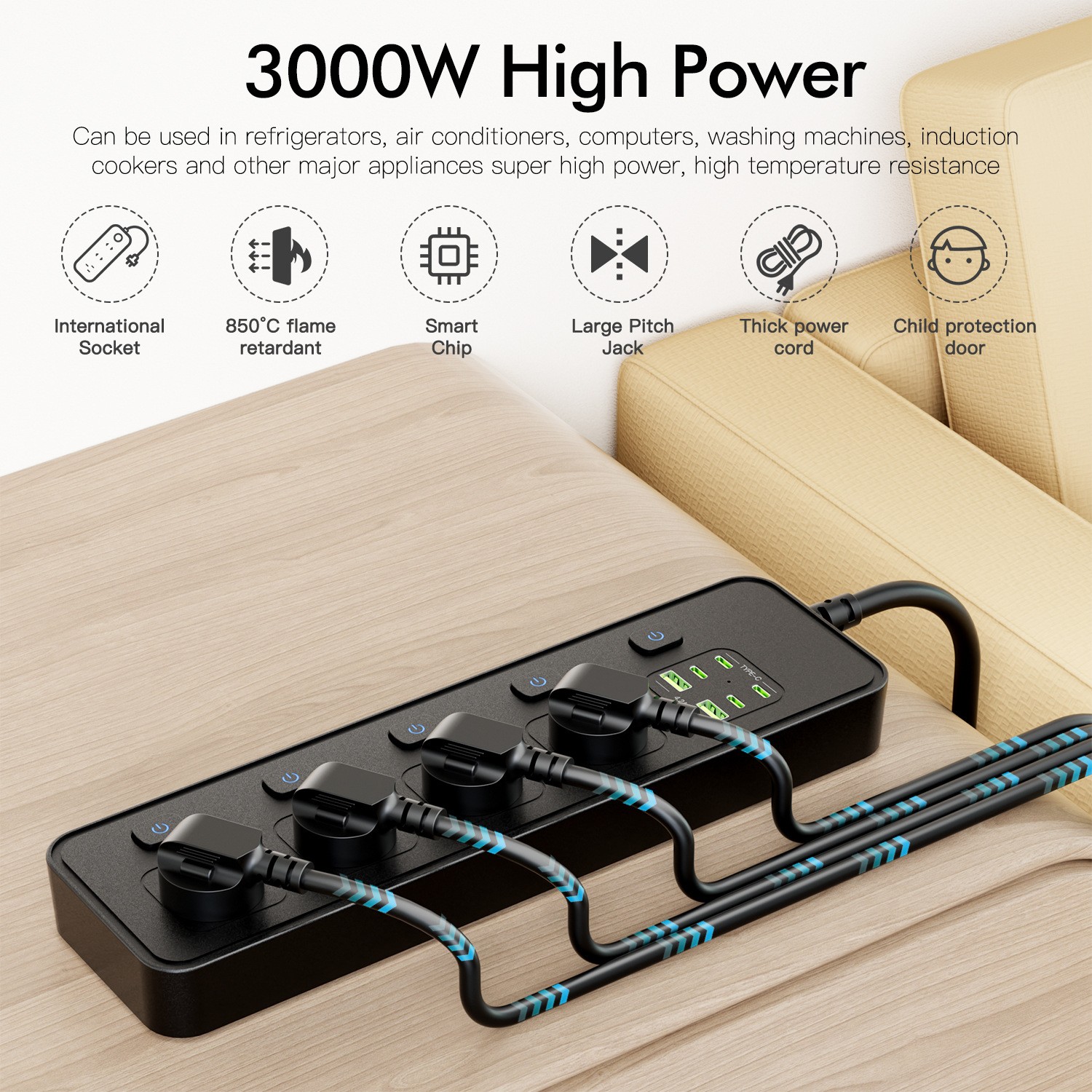 Switches-and-Sockets-Power-Strip-with-4-AC-Outlets-and-2-USB-Ports-4-USB-C-Charging-Ports-3000W-10A-1-8M-Long-Extension-Cord-for-Home-Office-Hotel-White-4